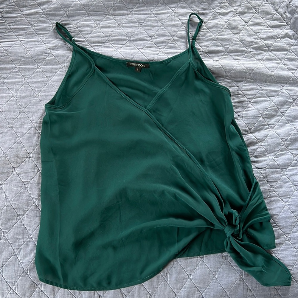 Forest Green side tie tank top